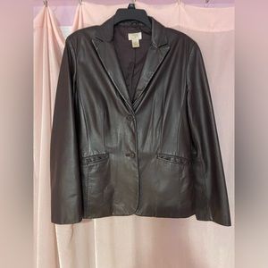 LOFT Vintage Leather Blazer Brown Genuine Leather